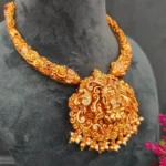 Goddess Lakshmi Hasli Necklace Set (Yellow-Gold)- NEC04032314