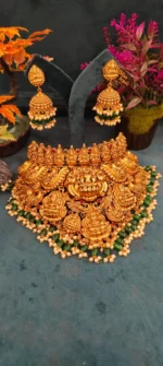 Goddess Lakshmi Motifs Temple Choker- NEC30012301 - Image 2