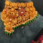 Goddess Lakshmi Ruby-Emerald Temple Choker Set- NEC30012317
