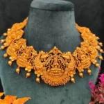 Goddess Lakshmi Temple Necklace Set- NEC30012319