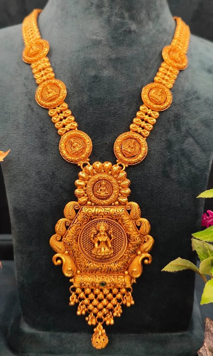 Goddess-Lakshmi-Temple-Rani-Haar-Set-NEC30012305a Goddess Lakshmi Temple Rani Haar Set- NEC30012305 - Image 1