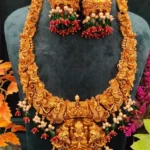 Goddess Lakshmi Temple Rani Necklace Set- NEC30012313