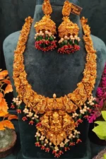 Goddess Lakshmi Temple Rani Necklace Set- NEC30012313