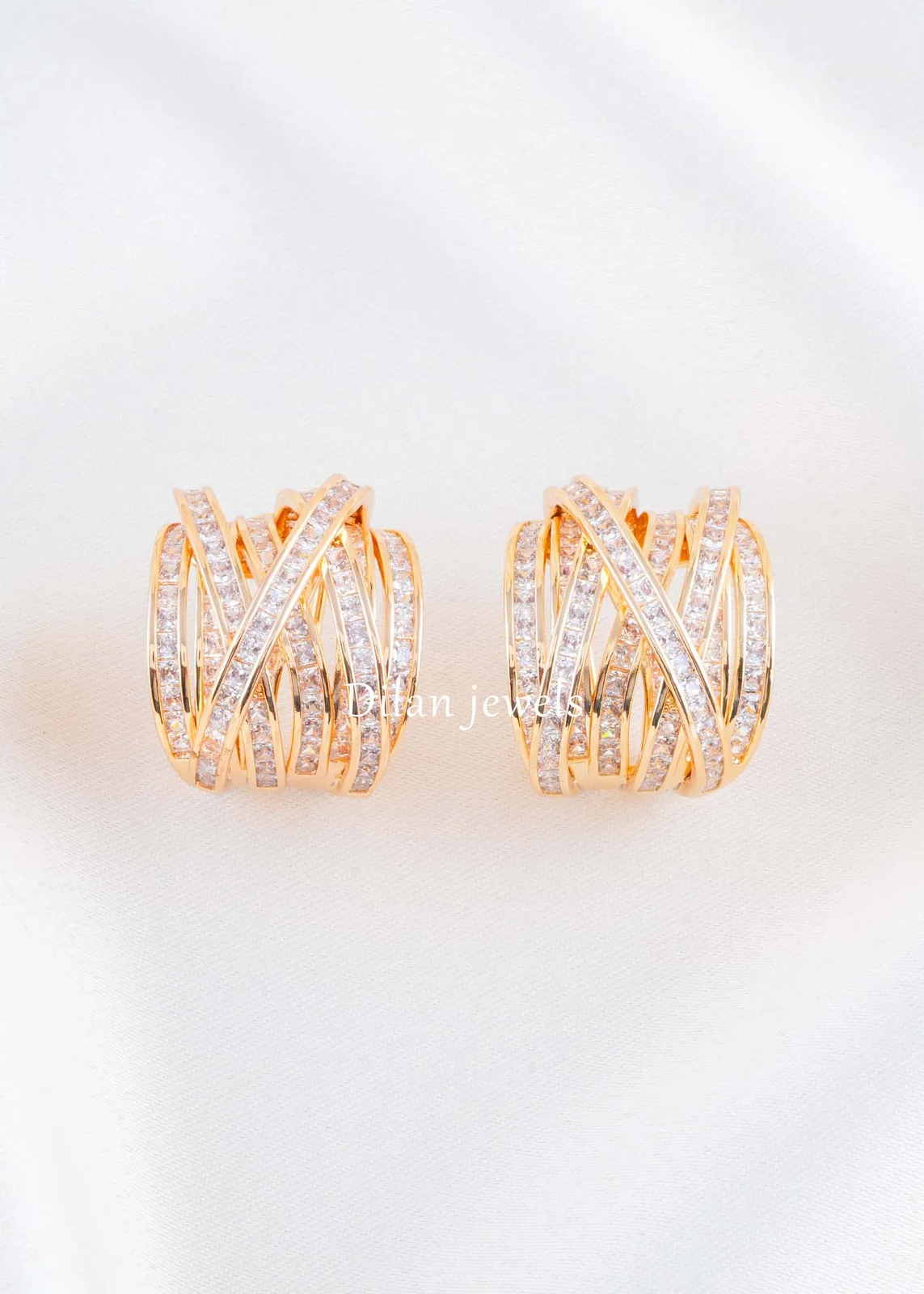 Gold-Plated-Diamond-Earrings-EAR002833 Gold Plated Diamond Earrings- EAR002833 - Image 1