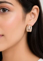 Gold Plated Diamond Earrings- EAR002833 - Image 4