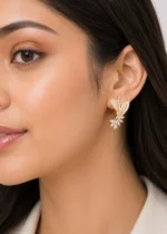 Gold Plated Diamond Earrings- EAR002835 - Image 4