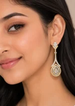 Gold Plated Diamond Earrings- EAR002837 - Image 4