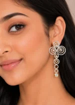 Gold Plated Diamond Earrings- EAR002838 - Image 4
