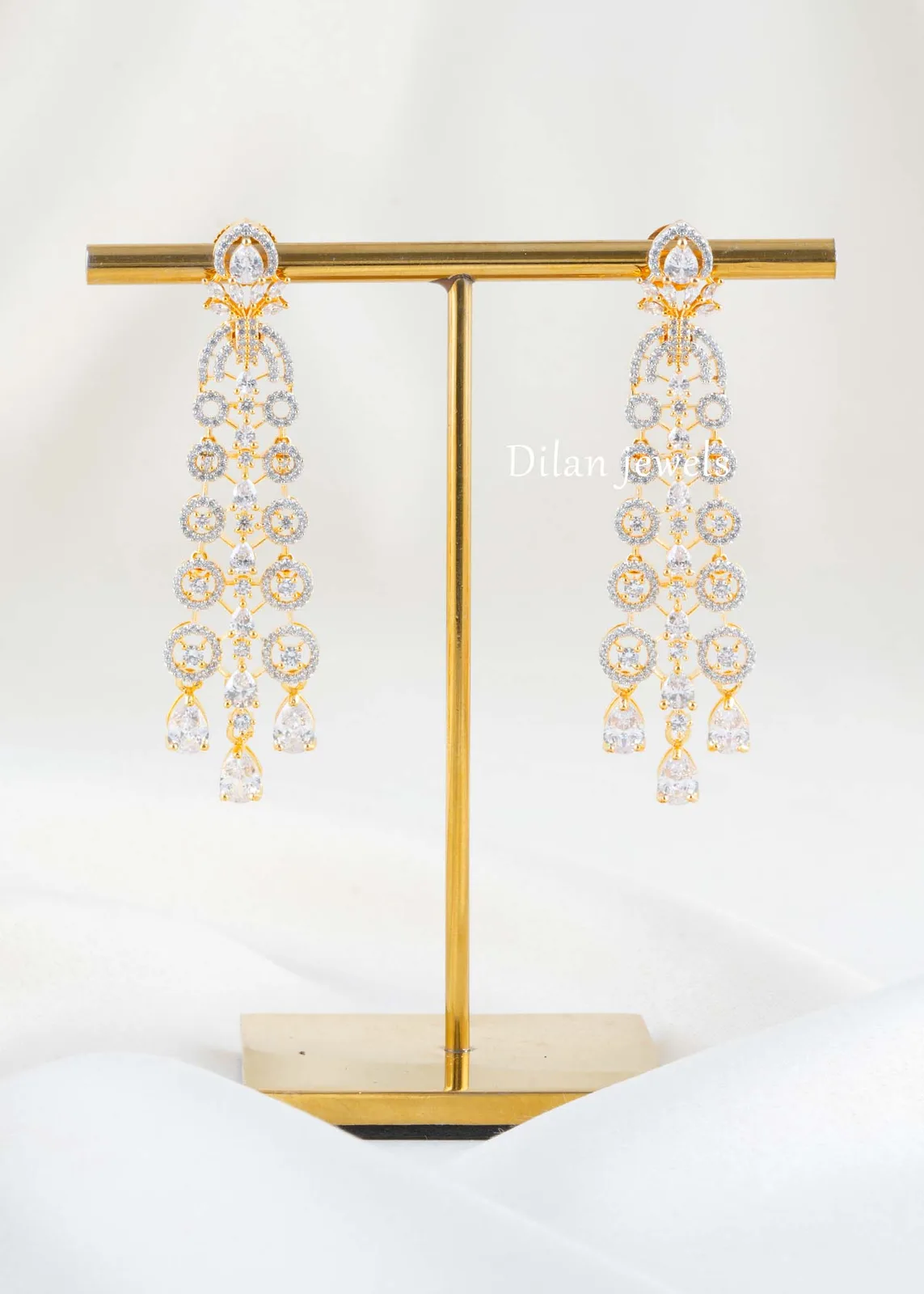 Gold-Plated-Diamond-Earrings-EAR002839 Gold Plated Diamond Earrings- EAR002839 - Image 1
