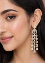 Gold Plated Diamond Earrings- EAR002839 - Image 4