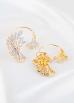 Gold Plated Diamond Earrings- EAR002850 - Image 3