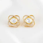 Gold Plated Diamond Earrings- EAR002899