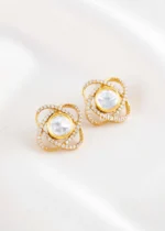 Gold Plated Diamond Earrings- EAR002899 - Image 2