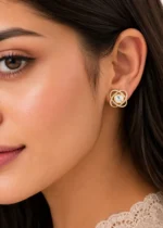 Gold Plated Diamond Earrings- EAR002899 - Image 4
