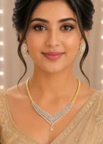 Gold Plated Diamond Necklace Set- NEC002895 - Image 4