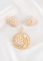 Gold Plated Diamond Pendant Set- PSET02901