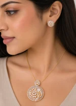 Gold Plated Diamond Pendant Set- PSET02901 - Image 4