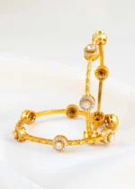 Gold Plated Kundan Bangles- BAN002910 - Image 2