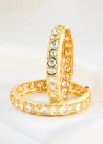 Gold Plated Kundan Bangles- BAN002911 - Image 2