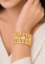 Gold Plated Kundan Bracelet- BRA002903 - Image 4