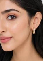 Gold Plated Kundan Earrings- EAR002843 - Image 4