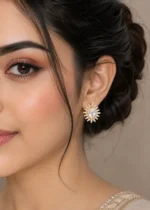 Gold Plated Kundan Earrings- EAR002866 - Image 4