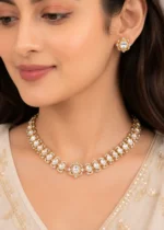 Gold Plated Kundan Necklace Set- NEC002912 - Image 4