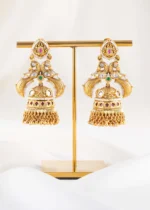 Gold Plated Kundan, Traditional Earrings- EAR002844