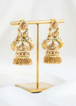 Gold Plated Kundan, Traditional Earrings- EAR002844 - Image 2