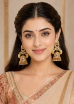 Gold Plated Kundan, Traditional Earrings- EAR002844 - Image 4