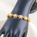 Gold Plated Moissanite Polki Bracelet- BRA002864