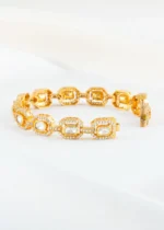 Gold Plated Moissanite Polki Bracelet- BRA002864 - Image 2