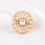 Gold Plated Moissanite Polki Ring- RING02857
