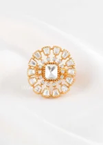Gold Plated Moissanite Polki Ring- RING02857