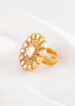 Gold Plated Moissanite Polki Ring- RING02857 - Image 2
