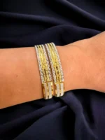 Gold- Rhodium Bangles (Yellow-Gold & White Rhodium) BAN000098 - Image 2
