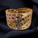 Gold- Rhodium Floral Cuff Bracelet (Tri-color plating) BAN000160
