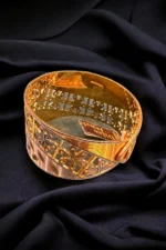 Gold- Rhodium Floral Cuff Bracelet (Tri-color plating) BAN000160 - Image 2