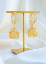 Golden Drape Jhumkas (Yellow Gold) EAR001744 - Image 2