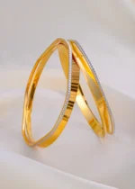 Golden Edge Harmony Bangles (Dual Plating) BAN001938