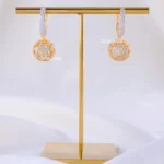 Golden Orb Crystal Drop Earrings (Yellow Gold) EAR002242