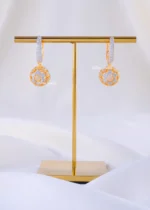 Golden Orb Crystal Drop Earrings (Yellow Gold) EAR002242