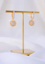 Golden Orb Crystal Drop Earrings (Yellow Gold) EAR002242 - Image 2