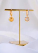 Golden Orb Crystal Drop Earrings (Yellow Gold) EAR002242 - Image 3