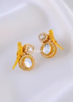 Golden Parrot Kundan Studs ( Yellow Gold ) EAR002167 - Image 2
