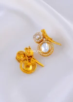 Golden Parrot Kundan Studs ( Yellow Gold ) EAR002167 - Image 3