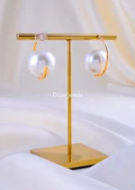 Golden Pearl Hoops (Yellow Gold) EAR002138 - Image 3