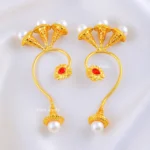 Golden Sunflower Ruby Ear Cuff (Yellow Gold) EAR002340