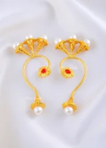 Golden Sunflower Ruby Ear Cuff (Yellow Gold) EAR002340