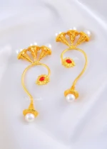 Golden Sunflower Ruby Ear Cuff (Yellow Gold) EAR002340 - Image 2